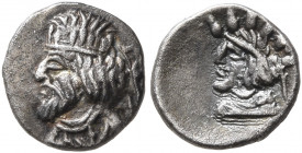 KINGS OF PERSIS. Artaxerxes (Ardaxshir) III, 1st-2nd century AD. Obol (Silver, 9 mm, 0.41 g, 10 h), Istakhr (Persepolis). Diademed and draped bust of ...
