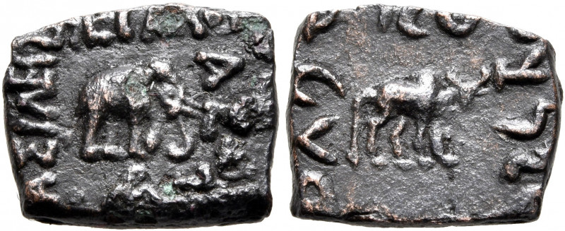 INDO-SKYTHIANS. Azes, circa 58-12 BC. AE (Bronze, 11x13 mm, 1.59 g, 12 h), Taxil...