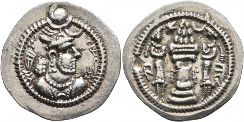 SASANIAN KINGS. Peroz I, 457/9-484. Drachm (Silver, 26 mm, 3.46 g, 3 h), AT (Adu...