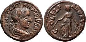 THRACE. Deultum. Gordian III, 238-244. AE (Bronze, 22 mm, 7.33 g, 12 h). IMP GORDIANVS PIVS AVG Laureate, draped and cuirassed bust of Gordian III to ...