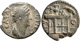 PHOCIS. Delphi. Diva Faustina Senior, died 140/1. Assarion (Bronze, 22 mm, 5.76 g, 6 h). ΘЄΑ ΦΑΥϹΤЄΙΝΑ Draped bust of Diva Faustina Senior to right. R...