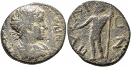 MESSENIA. Pylus. Caracalla, 198-217. Assarion (Bronze, 21 mm, 5.30 g, 5 h). ΑΥΡ Μ ΑΝΤⲰΝΙΝ Laureate, draped and cuirassed bust of Caracalla to right, s...