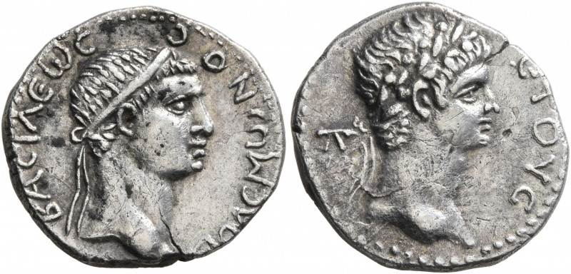KINGS OF PONTUS. Polemo II, with Nero, 38-64. Drachm (Silver, 18 mm, 3.40 g, 5 h...