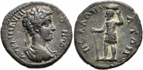 MYSIA. Apollonia ad Rhyndacum. Commodus, 177-192. Assarion (Bronze, 19 mm, 3.84 g, 7 h), circa 180-182. ΑΥ ΚΑΙ Μ ΑΥΡΗ [Κ]Ο[Μ]ΜΟΔΟϹ Laureate, draped an...