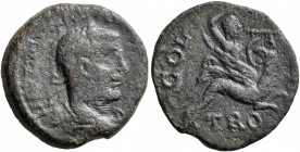 TROAS. Alexandria Troas. Valerian I, 253-260. 'As' (Bronze, 20 mm, 4.51 g, 1 h). IMP [LIC VALERIANVS AVG] Laureate, draped and cuirassed bust of Valer...