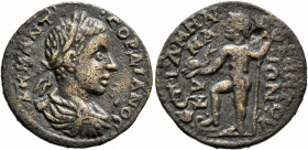 AEOLIS. Cyme. Gordian III, 238-244. Diassarion (Bronze, 21 mm, 4.37 g, 1 h), Fl. Menophantos, strategos. Α Κ Μ ΑΝΤ ΓΟΡΔΙΑΝΟϹ Laureate, draped and cuir...