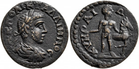 AEOLIS. Cyme. Gallienus, 253-268. Diassarion (Bronze, 20 mm, 4.59 g, 12 h). A•K•ΠΟ•ΛΙΚ•ΓΑΛΛΙHNOC• Laureate, draped and cuirassed bust of Gallienus to ...