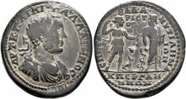 LESBOS. Mytilene. Gallienus, 253-268. Hexassarion (Bronze, 33 mm, 17.37 g, 1 h), Homonoia with Pergamum in Mysia. Valerius Aristomachos, stategos. •ΑΥ...