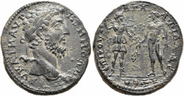 LYDIA. Philadelphia. Commodus, 177-192. Tetrassarion (Bronze, 29 mm, 15.00 g, 12 h), Roufos, son of Pamphylos, first archon, circa 184-190. ΑΥ ΚΑΙ Μ Α...