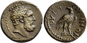 LYDIA. Thyateira. Pseudo-autonomous issue. Hemiassarion (Orichalcum, 15 mm, 3.32 g, 7 h), time of the Severans, circa 193-235. Bearded head of Herakle...