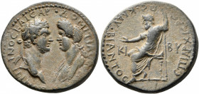 PHRYGIA. Cibyra. Domitian, with Domitia, 81-96. Diassarion (Bronze, 25 mm, 9.72 g, 6 h), Klau. Bias, high priest. ΔΟΜΙΤΙΑΝΟϹ ΚΑΙϹΑΡ ΔΟΜΙΤΙΑ ϹЄΒΑϹΤΗ La...