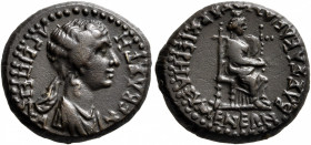 PHRYGIA. Eumeneia. Agrippina Junior, Augusta, 50-59. Hemiassarion (Orichalcum, 16 mm, 3.16 g, 2 h), Bassa Kleonos, archierea (high priestess). AΓPIΠEI...