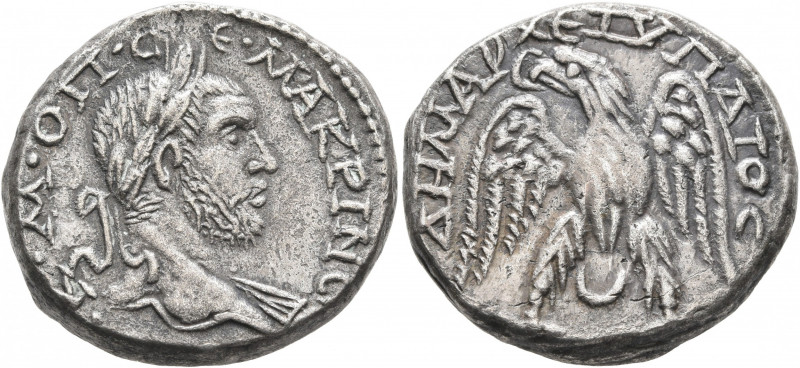 PHOENICIA. Aradus. Macrinus, 217-218. Tetradrachm (Billon, 25 mm, 13.51 g, 7 h)....