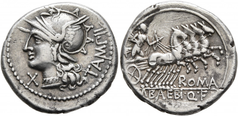 M. Baebius Q.f. Tampilus, 137 BC. Denarius (Silver, 20 mm, 4.00 g, 11 h), Rome. ...