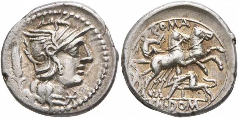Cn. Domitius Ahenobarbus, 128 BC. Denarius (Silver, 19 mm, 4.00 g, 6 h), Rome. H...