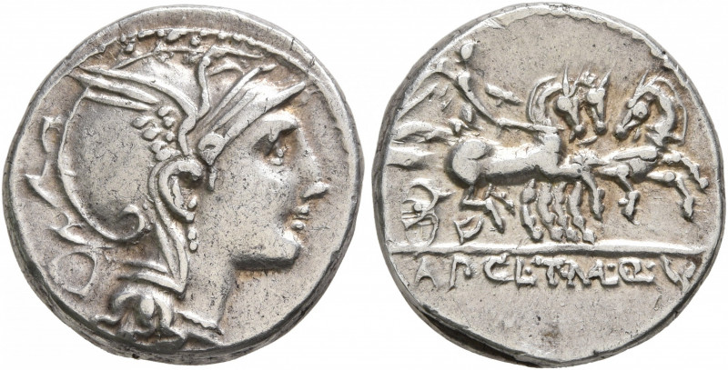 Appius Claudius Pulcher, T. Manlius Mancius and Q. Urbinius, 111-110 BC. Denariu...