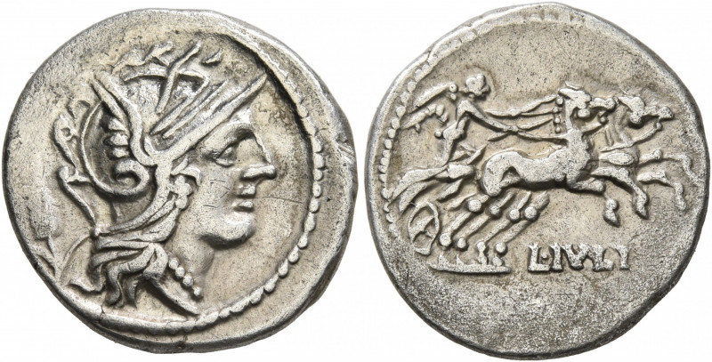 L. Julius, 101 BC. Denarius (Silver, 20 mm, 3.91 g, 8 h), Rome. Head of Roma to ...