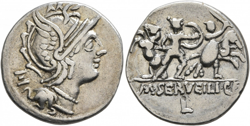 M. Servilius C.f, 100 BC. Denarius (Silver, 20 mm, 3.84 g, 11 h), Rome. Head of ...