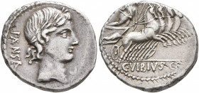 C. Vibius C.f. Pansa, 90 BC. Denarius (Silver, 18 mm, 3.89 g, 4 h), Rome. PA•NS•A Laureate head of Apollo to right; below chin, crescent. Rev. C•VIBIV...