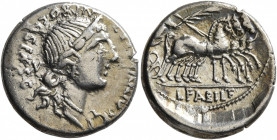 C. Annius T.f. T.n., 82-81 BC. Denarius (Silver, 18 mm, 4.15 g, 8 h), uncertain mint in northern Italy or Spain. C•ANNI•T•F•T•N•PRO•COS•EX•S•C Diademe...