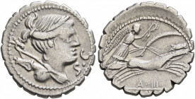 Ti. Claudius Ti.f. Ap.n. Nero, 79 BC. Denarius (Silver, 19 mm, 3.78 g, 5 h), Rome. S•C Diademed and draped bust of Diana to right, with bow and quiver...