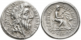 C. Memmius C.f, 56 BC. Denarius (Silver, 18 mm, 3.94 g, 9 h), Rome. C•MEMMI•C•F / QVIRINVS Laureate and bearded head of Quirinus to right. Rev. MEMMIV...