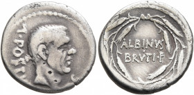 Albinus Bruti f, 48 BC. Denarius (Silver, 17 mm, 3.62 g, 7 h), Rome. A•POSTV[MIVS•COS] Bare head of the consul Aulus Postumius Albinus to right. Rev. ...