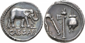Julius Caesar, 49-44 BC. Denarius (Silver, 18 mm, 3.78 g, 9 h), military mint moving with Caesar in Gallia Narbonensis or Hispania Citerior, 49-48. CA...