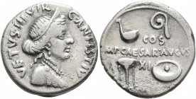 Augustus, 27 BC-AD 14. Denarius (Silver, 19 mm, 3.70 g, 3 h), C. Antistius Vetus, moneyer. Rome, 16 BC. C•ANTISTIVS•VETVS•III•VIR Diademed and draped ...
