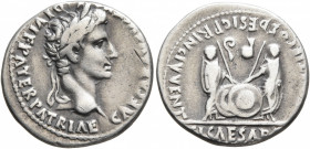 Augustus, 27 BC-AD 14. Denarius (Silver, 19 mm, 3.81 g, 6 h), Lugdunum, 2 BC-AD 4. CAESAR AVGVSTVS DIVI F PATER PATRIAE Laureate head of Augustus to r...
