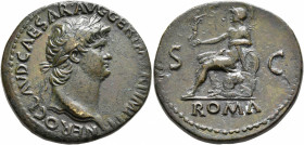 Nero, 54-68. Sestertius (Orichalcum, 34 mm, 27.27 g, 7 h), Rome, circa 65. NERO CLAVD CAESAR AVG GER P M TR P IMP P P P Laureate head of Nero to right...