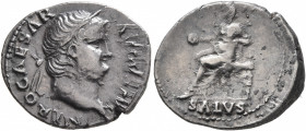 Nero, 54-68. Denarius (Silver, 20 mm, 3.20 g, 6 h), Rome, 65-66. NERO CAESAR AVGVSTVS Laureate head of Nero to right. Rev. SALVS Salus seated left on ...