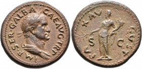 Galba, 68-69. Dupondius (Orichalcum, 29 mm, 15.58 g, 6 h), Rome, October 68. IMP•SER•GALBA CAE AVG TR P Laureate and draped bust of Galba to right. Re...