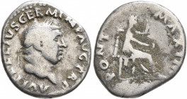 Vitellius, 69. Denarius (Silver, 19 mm, 2.94 g, 5 h), Rome, circa late April–20 December 69. A VITELLIVS GERM IMP AVG TR P Laureate head of Vitellius ...