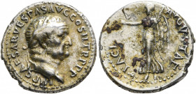 Vespasian, 69-79. Denarius (Silver, 18 mm, 3.88 g, 1 h), Ephesus, 69-70. IMP CAES VESPAS AVG Laureate head of Vespasian to right. Rev. PACI AVGVSTAE V...