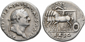 Divus Vespasian, died 79. Denarius (Silver, 18 mm, 3.35 g, 5 h), Rome, struck under Titus, 80-81. DIVVS AVGVSTVS VESPASIANVS Laureate head of Divus Ve...