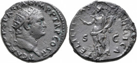 Titus, as Caesar, 69-79. Dupondius (Orichalcum, 26 mm, 12.59 g, 6 h), Rome, 72-73. T CAES VESPASIAN IMP P TR P COS II Radiate head of Titus to right. ...