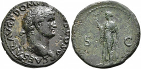 Domitian, as Caesar, 69-81. As (Copper, 27 mm, 9.24 g, 6 h), Lugdunum, 77-78. CAESAR AVG F DOMITIANVS COS V Laureate head of Domitian to right. Rev. S...