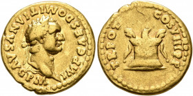 Domitian, 81-96. Aureus (Gold, 18 mm, 7.11 g, 6 h), Rome, 82. IMP CAES DOMITIANVS AVG P M Laureate head of Domitian to right. Rev. TR POT COS VIII P P...