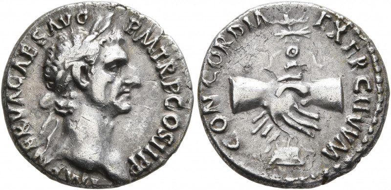 Nerva, 96-98. Denarius (Silver, 17 mm, 3.52 g, 6 h), Rome, 96. IMP NERVA CAES AV...