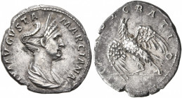 Diva Marciana, died 112/4. Denarius (Silver, 20 mm, 3.22 g, 7 h), Rome, 114. DIVA AVGVSTA MARCIANA Diademed and draped bust of Diva Marciana to right....