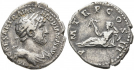 Hadrian, 117-138. Denarius (Silver, 19 mm, 3.00 g, 6 h), Rome, late 121-123. IMP CAESAR TRAIAN HADRIANVS AVG Laureate and draped bust of Hadrian to ri...