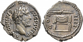 Antoninus Pius, 138-161. Denarius (Silver, 19 mm, 3.51 g, 6 h), Rome, 145-161. ANTONINVS AVG PIVS P P Laureate head of Antoninus Pius to right. Rev. C...