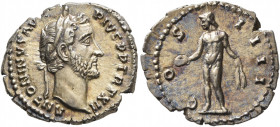 Antoninus Pius, 138-161. Denarius (Silver, 19 mm, 3.33 g, 6 h), Rome, 149-150. ANTONINVS AVG PIVS P P TR P XII Laureate head of Antoninus Pius to righ...