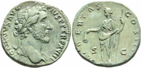 Antoninus Pius, 138-161. Sestertius (Orichalcum, 30 mm, 21.37 g, 12 h), Rome, 154-155. ANTONINVS AVG PIVS P P TR P XVIII Laureate head of Antoninus Pi...
