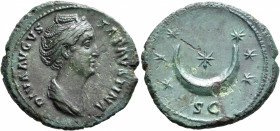 Diva Faustina Senior, died 140/1. As (Copper, 29 mm, 9.34 g, 6 h), Rome, circa 141-142. DIVA AVGVSTA FAVSTINA Draped bust of Diva Faustina Senior to r...