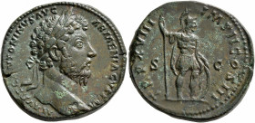 Marcus Aurelius, 161-180. Sestertius (Orichalcum, 31 mm, 27.81 g, 12 h), Rome, 163-164. M AVREL ANTONINVS AVG ARMENIACVS P M Laureate head of Marcus A...