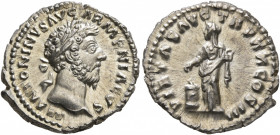 Marcus Aurelius, 161-180. Denarius (Silver, 20 mm, 3.49 g, 1 h), Rome, 165-166. ANTONINVS AVG ARMENIACVS Laureate head of Marcus Aurelius to right. Re...