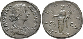 Faustina Junior, Augusta, 147-175. Sestertius (Orichalcum, 30 mm, 28.00 g, 6 h), Rome, circa 161-164. FAVSTINA AVGVSTA Draped bust of Faustina Junior ...