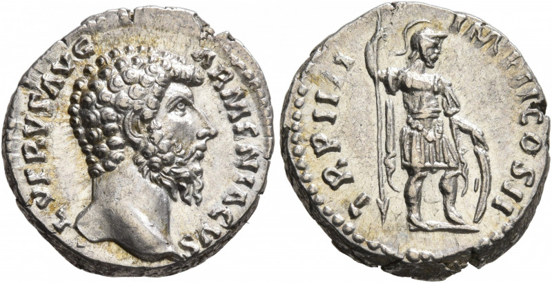 Lucius Verus, 161-169. Denarius (Silver, 17 mm, 3.44 g, 6 h), Rome, 163-164. L V...